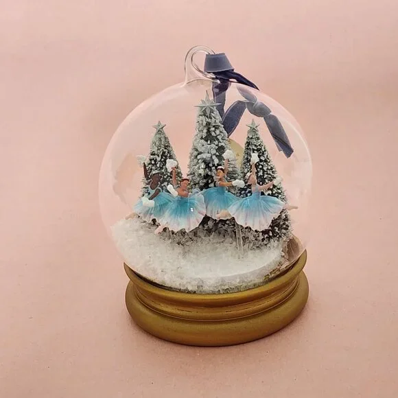 Anthropologie New York City Ballet Glass Snowglobe Ornament Snowflakes  NWT - Picture 2 of 9